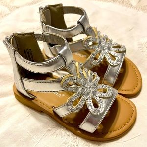 Rampage Girls Silver Sandals Toddler Size 8 Back Zip Open Toe